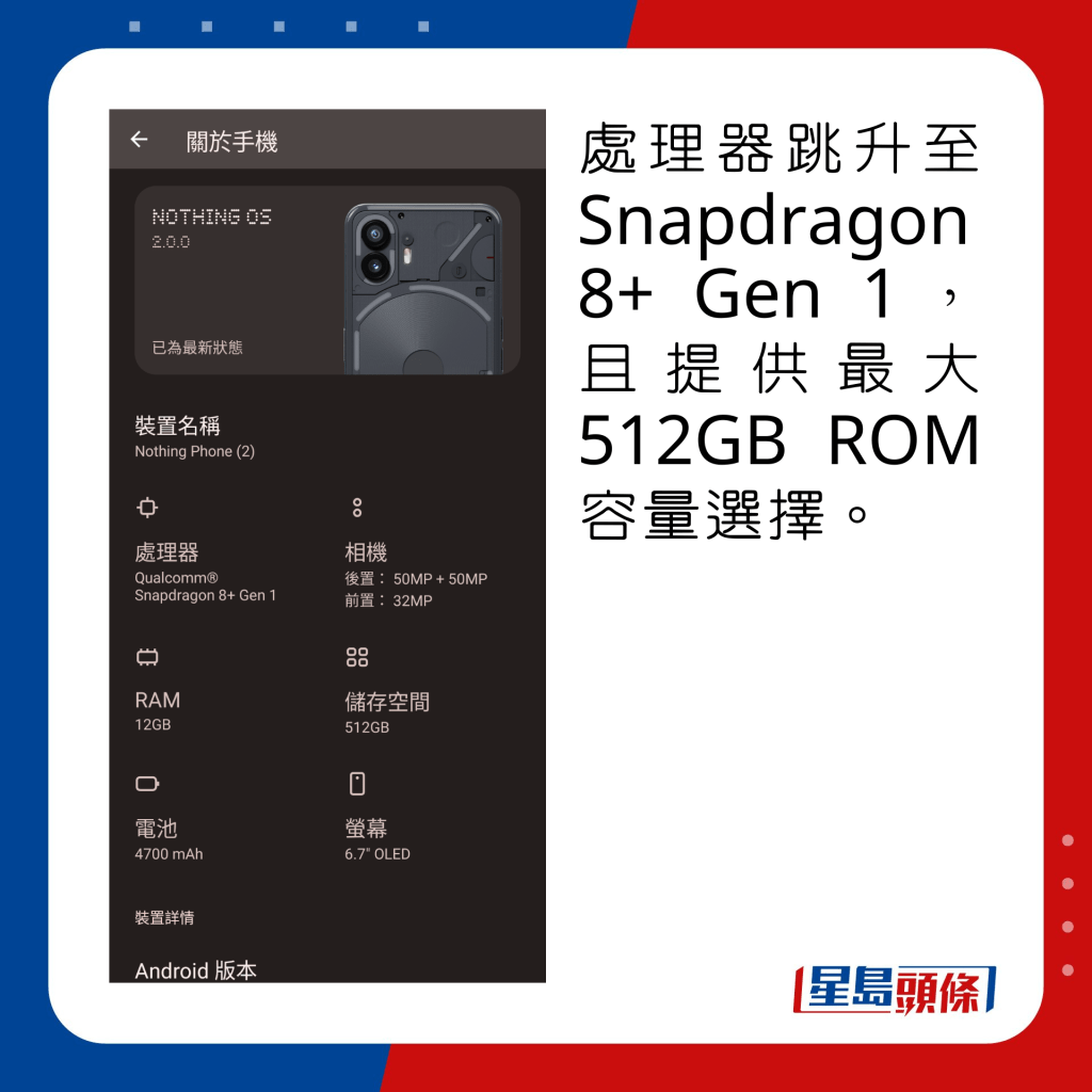 处理器跳升至Snapdragon 8+ Gen 1，且提供最大512GB ROM容量选择。