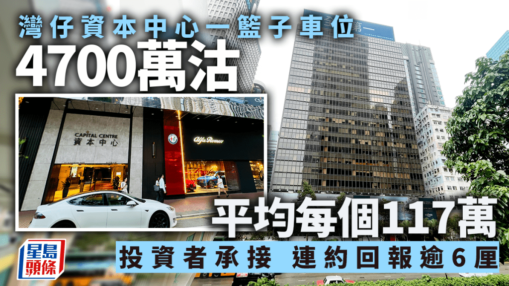 灣仔資本中心一籃子車位4700萬沽 平均每個117萬 投資者承接 連約回報逾6厘