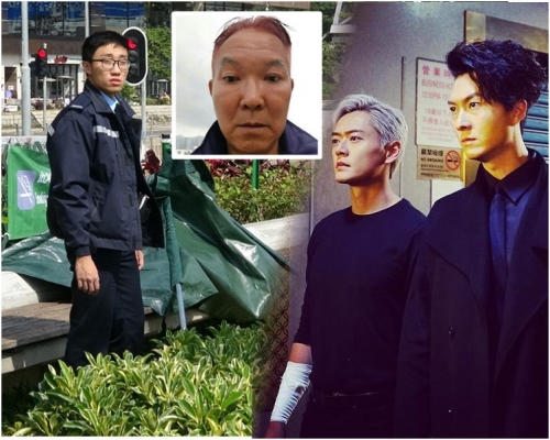 死者刘何志发现在尖东海滨旁的长櫈上猝死，王浩信(右)深表同情。