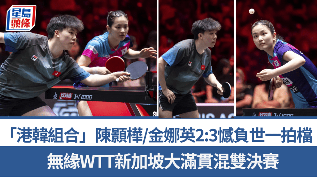 「港韓組合」陳顥樺/金娜英2:3憾負世一拍檔。WTT圖片