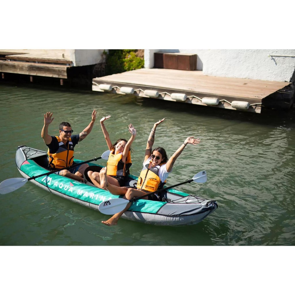 Aqua Marina LAXO綠色3人充氣獨木舟套裝/原價$5,150、現售$4,590/Decathlon。 （圖片來自Decathlon網站）