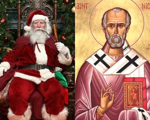 聖尼古拉斯(右)相信是聖誕老人原型。網圖