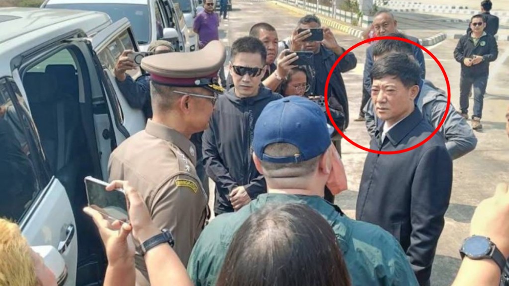 2025年，劉忠義（紅圈）為處理電詐問題，曾經泰國再進入緬甸妙瓦底考察。X@maliangshui