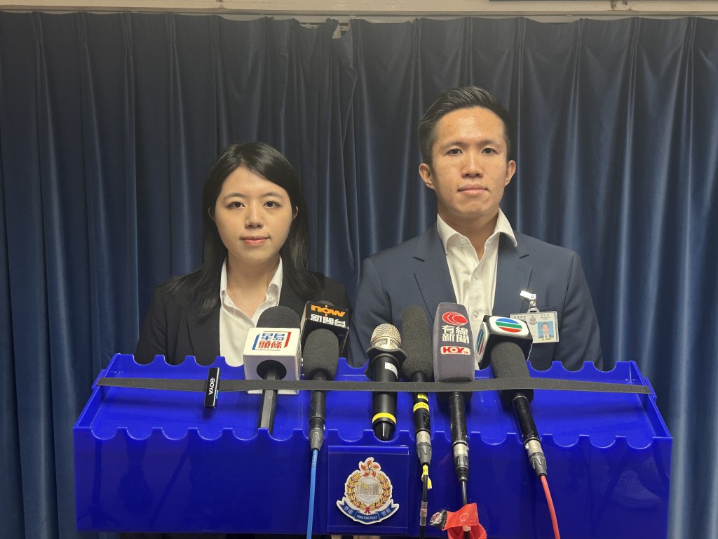 油尖警區刑事調查總督察李祈晉(右)及刑事調查隊第五隊督察蘇倩怡(左)。 油尖警區刑事調查總督察李祈晉(右)及刑事調查隊第五隊督察蘇倩怡(左)。