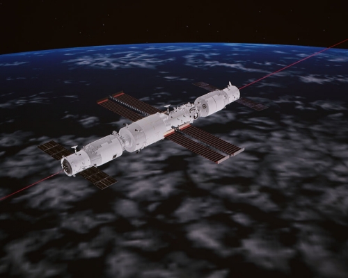 天舟三號貨運飛船與太空站完成對接。新華社圖片