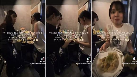 居酒屋女员工恶作剧徒手偷吃客人餐点，在网上引发公愤。X @deathdolnote