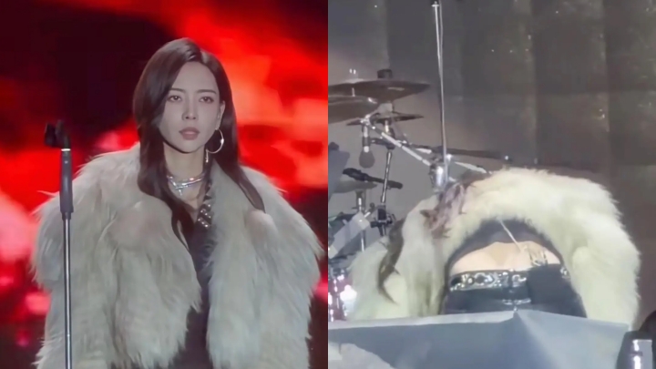 女星于文文貴州演唱 昏倒在地緊急送醫院。網上片段截圖