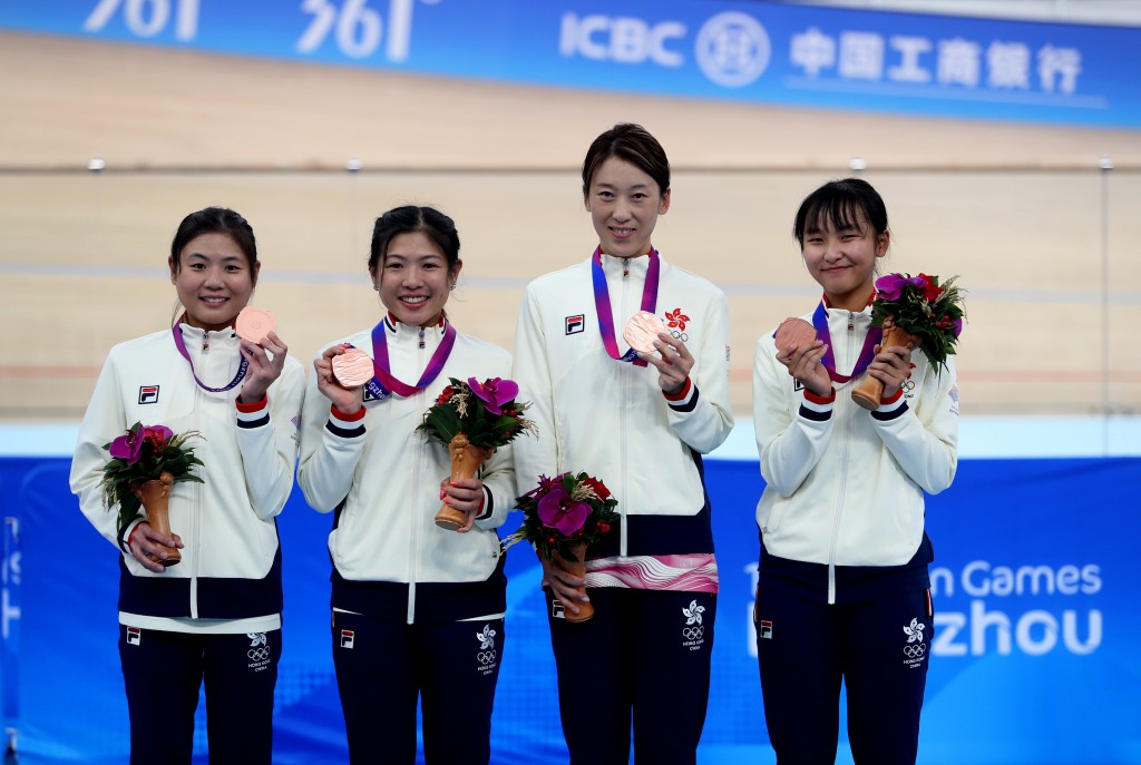 梁颖仪（左）今届亚运已经有一面团体追逐赛铜牌在手。港协暨奥委会图片