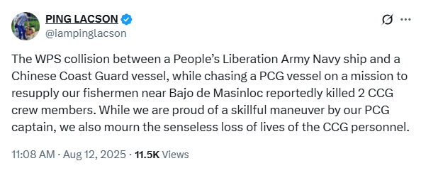 轆遜(Ping Lacson)在X上發文。 轆遜(Ping Lacson)在X上發文。