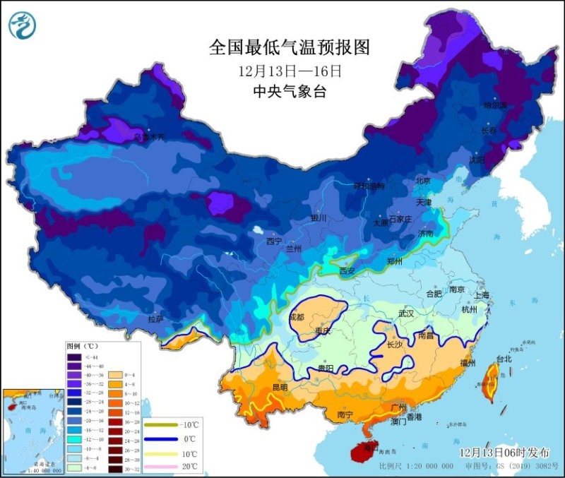 寒潮影響下，華北、黃淮部分地區最低氣溫將接近或跌破歷史同期極值。微博