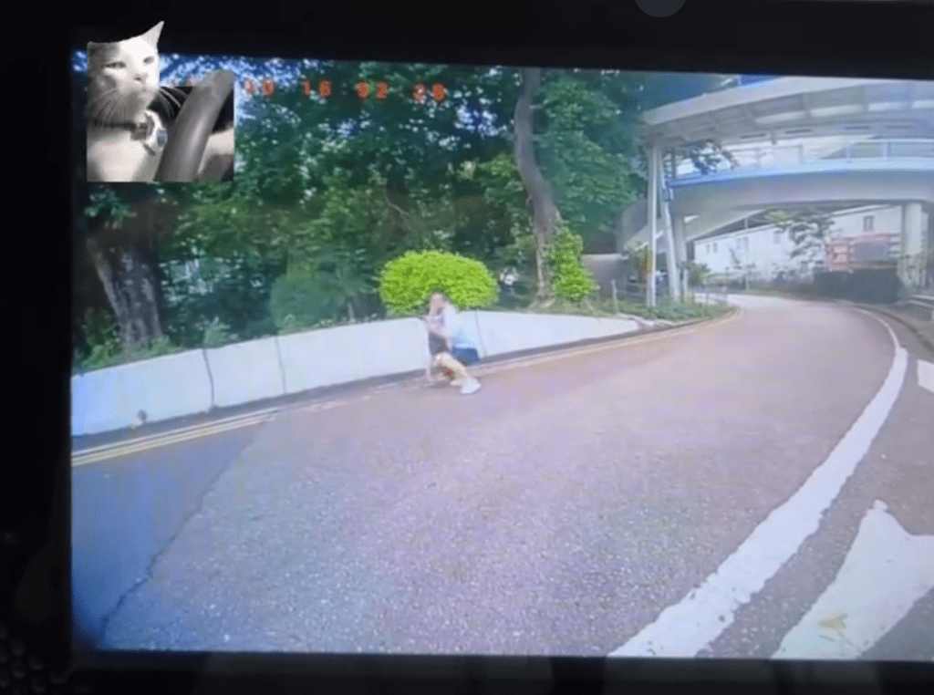 熱心司機將男童抱至安全位置。