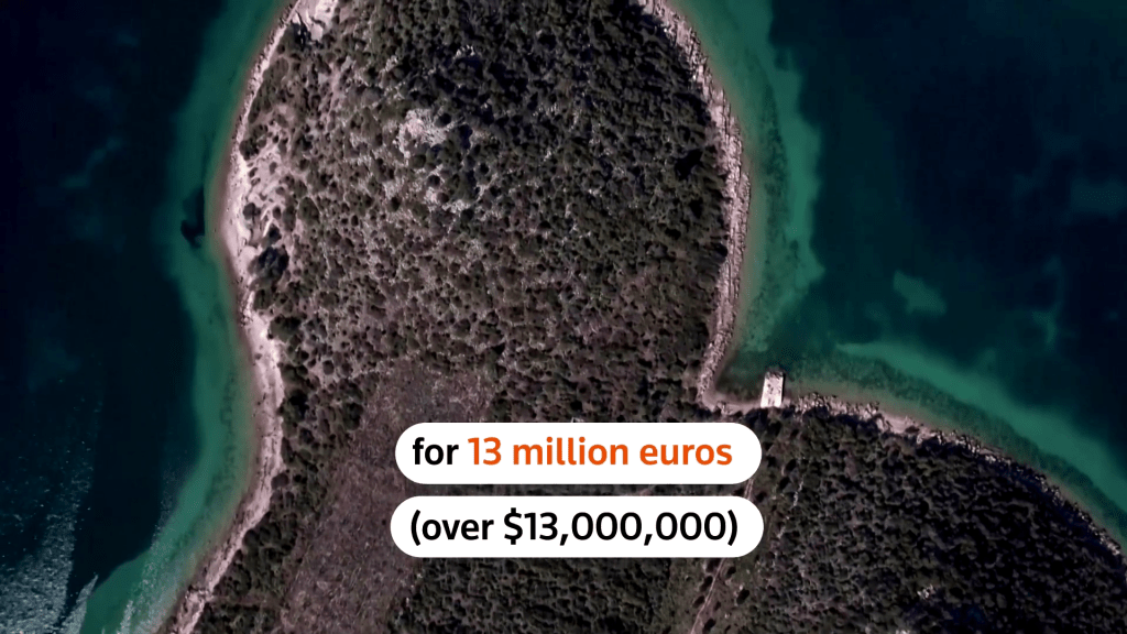 島嶼其中4萬多平方米公開出售，價格為1300萬歐元。路透社