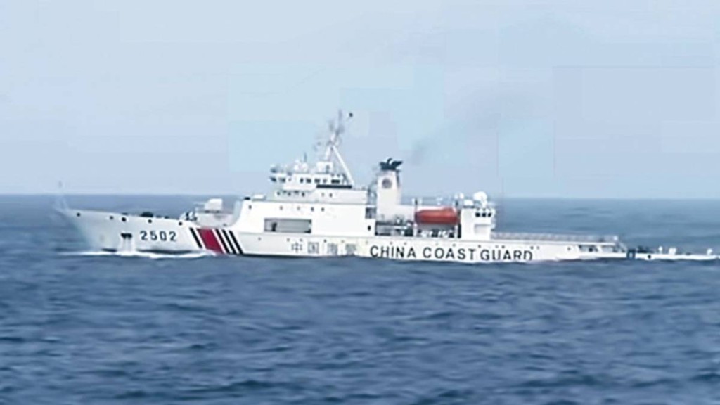 大陸海警在台灣以東海域巡查。王淵譚天