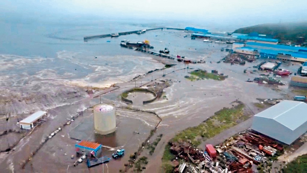 堪察加半島強震引發海嘯,洪水淹沒俄羅斯薩哈林州一片區域。