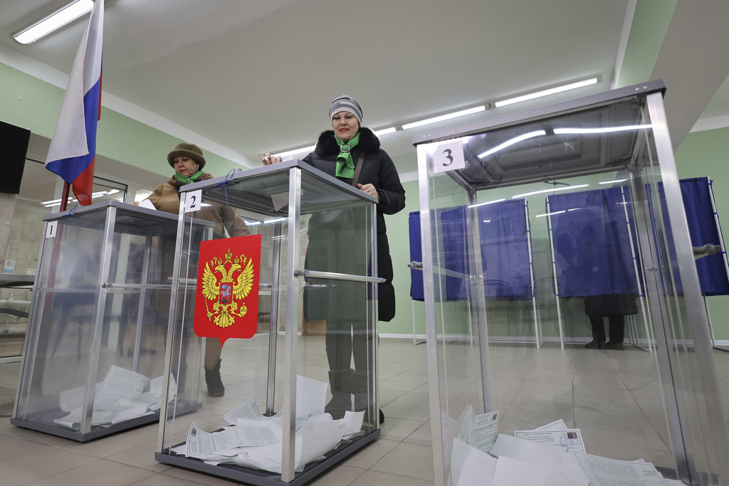 俄罗斯总统选举投票结束。美联社