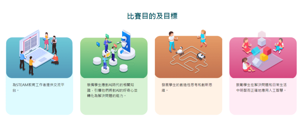 比赛让同学合作实现改变世界的人工智能构思，助学生在未来社会保持竞争力。