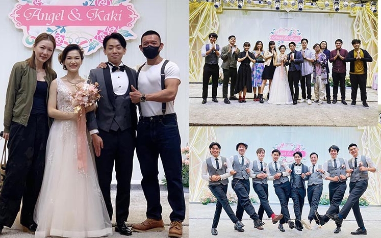 岑珈其與圈外女友李桂玫結婚，今日二人擺酒設宴，一眾圈中人到場祝賀。