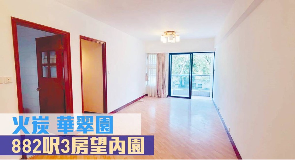 火炭華翠園一個分層單位放盤,實用面積882方呎,最新月租叫價29,000元,同時開價1,250萬放售。