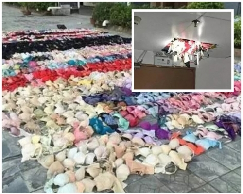 经清点，该男子偷来的内衣多达2000余件。网图