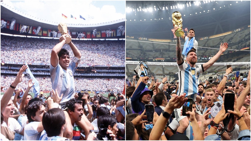 美斯和老馬同樣為阿根廷捧走世界盃，外界經常將兩人比較。網上圖片