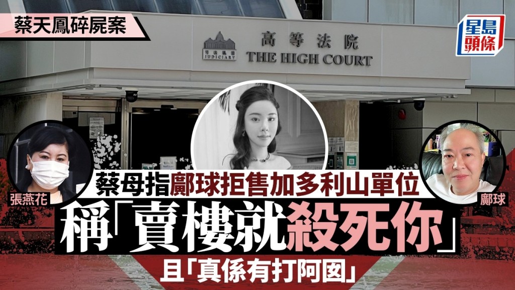 蔡母指鄺球拒售加多利山單位，稱「賣樓就殺死你」且「真係有打阿囡」  