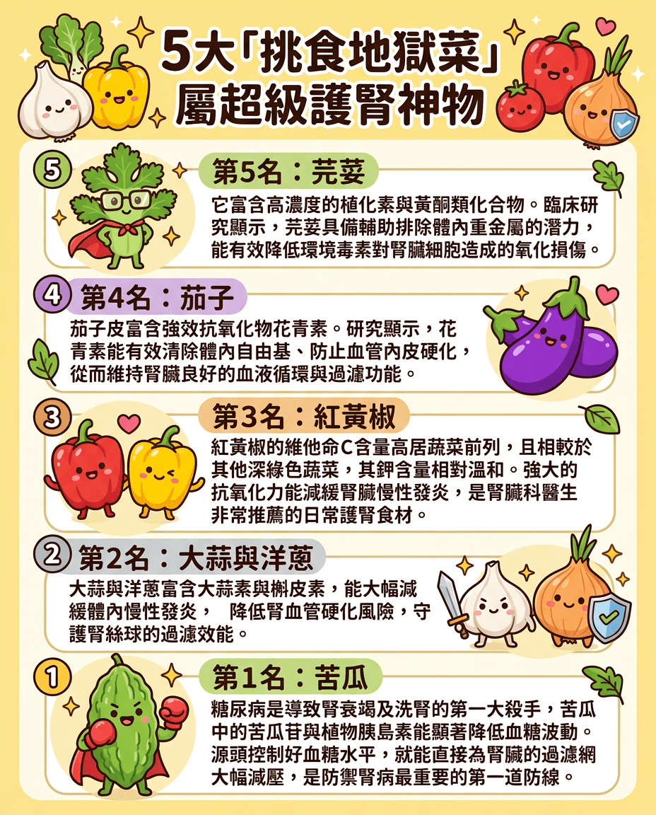 5大「挑食地獄菜」屬超級護腎神物 5大「挑食地獄菜」屬超級護腎神物