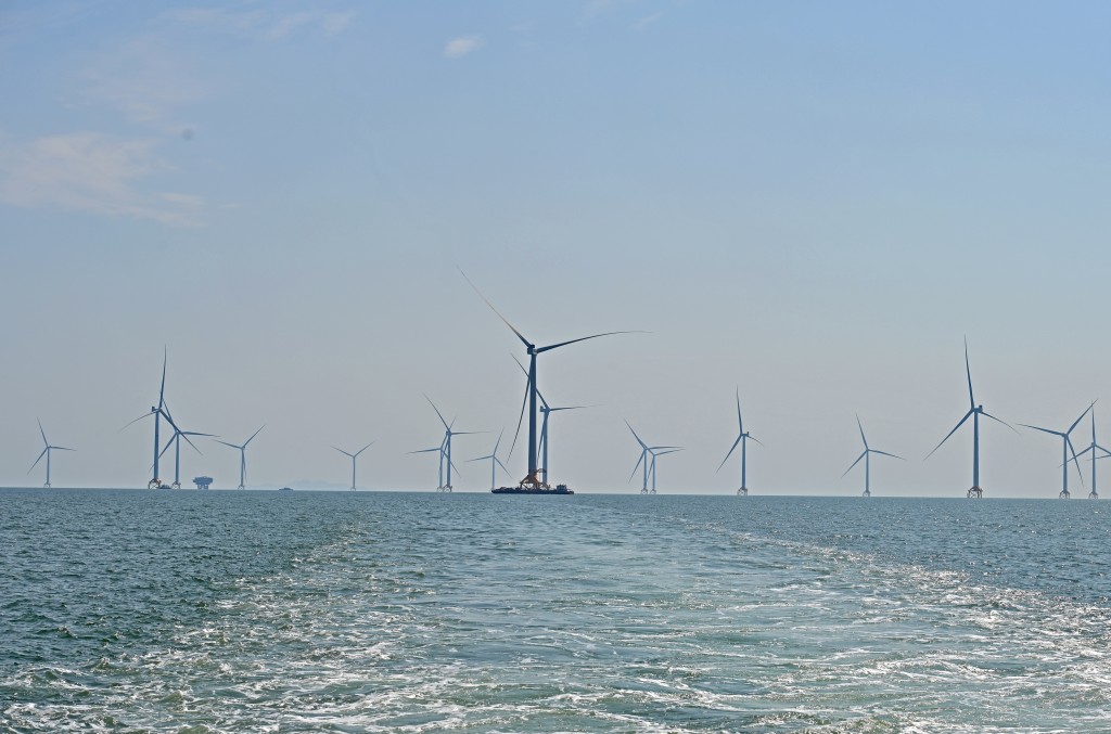 中國的科研團隊實現以海上風電來海上製氫，純度逾99.9%。新華社
