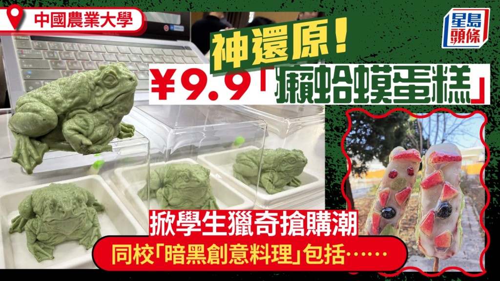 「癩蛤蟆蛋糕」爆紅，農大食堂僅售¥9.9，學生大排長龍瘋搶。