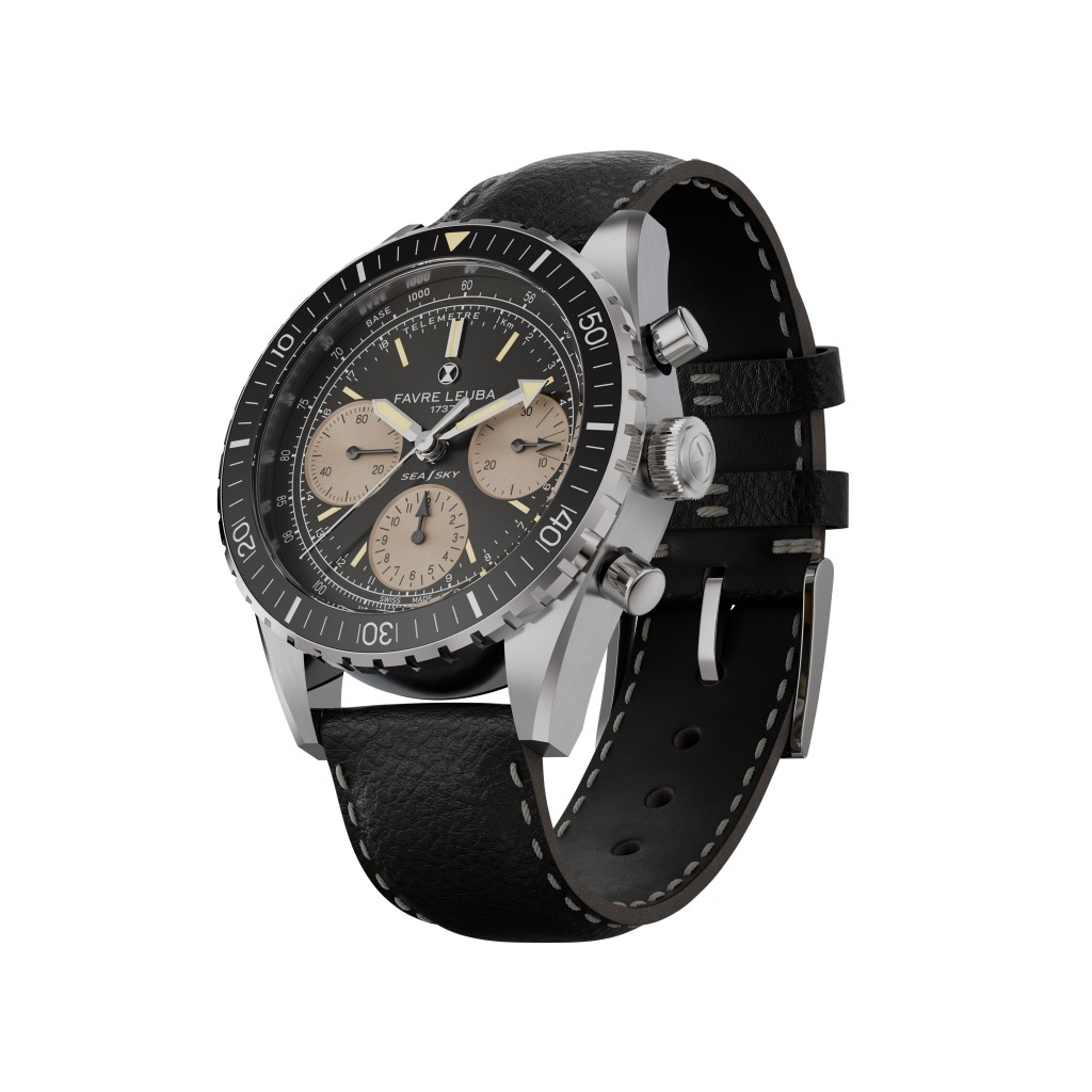 Favre Leuba Sea Sky Chronograph，錶殼：40mm不鏽鋼/ 機芯：La Joux-Perret L112自動/ 售價：3,950瑞郎。