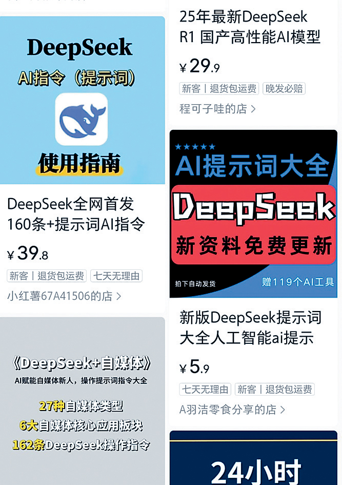 內地社交平台「小紅書」湧現大量DeepSeek付費課程廣告。