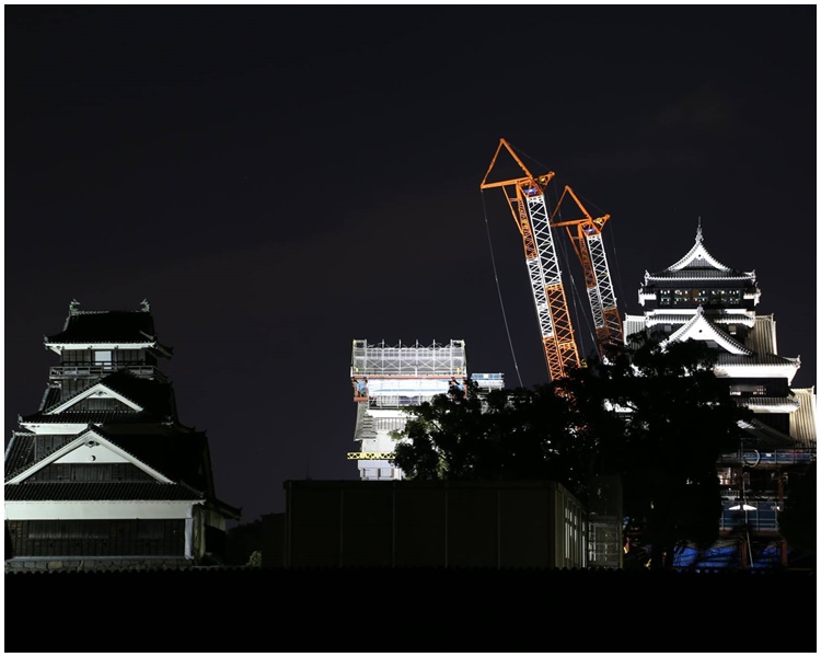 熊本城外觀維修即將完成。熊本城fb