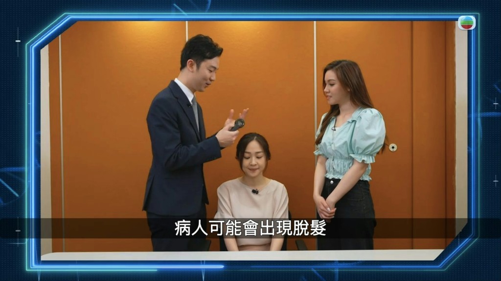 锺文浩与旧爱同届港姐魏韵芝及师妹宋宛颖互动。
