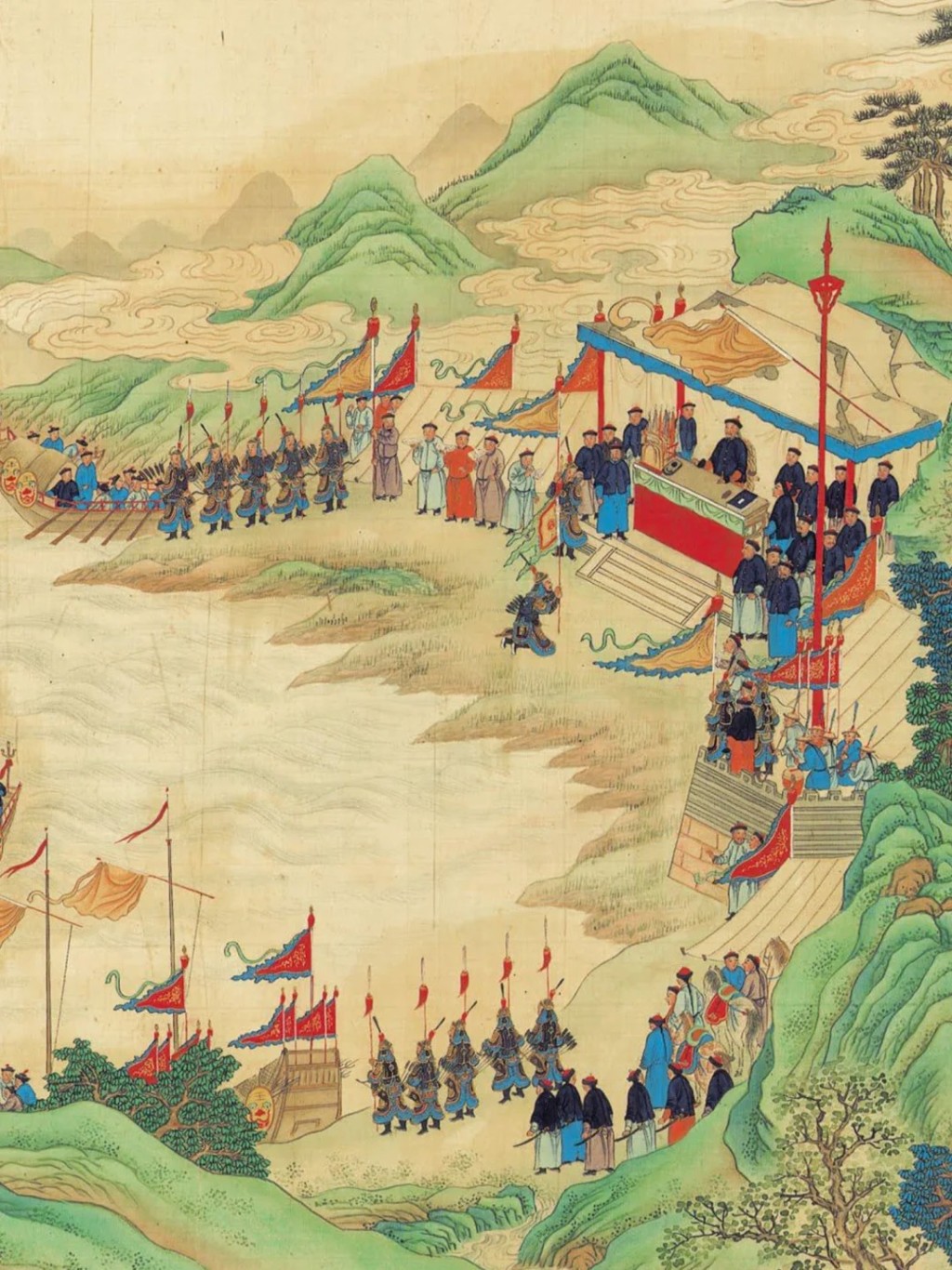 《靖海全圖》中清軍與海盜的戰鬥。網圖 《靖海全圖》中清軍與海盜的戰鬥。網圖