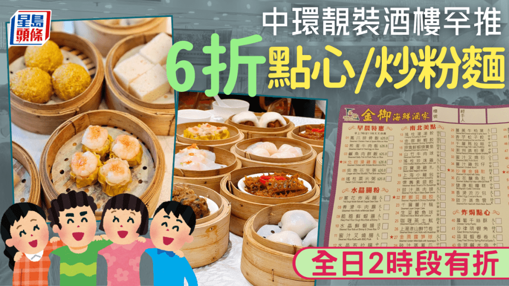 中環靚裝酒樓罕推6折點心/炒粉麵！全日2時段有折 蝦餃/燒賣/牛肉球/盅頭飯