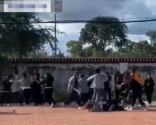 有數十名女生互相毆打。 網圖