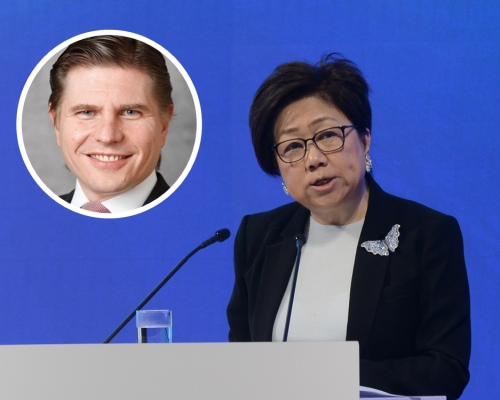 港交所主席史美倫(大圖)及候任行政總裁歐冠昇(小圖)。資料圖片及網圖