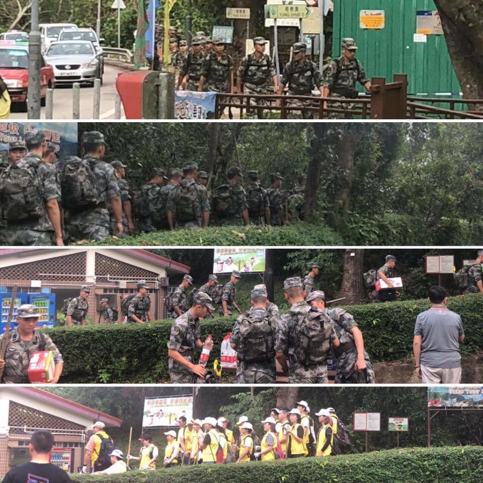 西沙路麥理浩徑有解放軍協助善後。突發事故報料區網民Brandon Wong 圖片