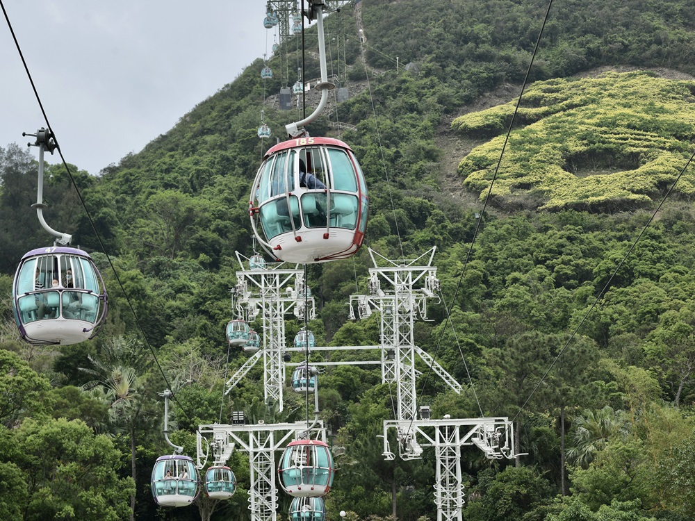 海洋公園登山纜車信號故障暫停服務。