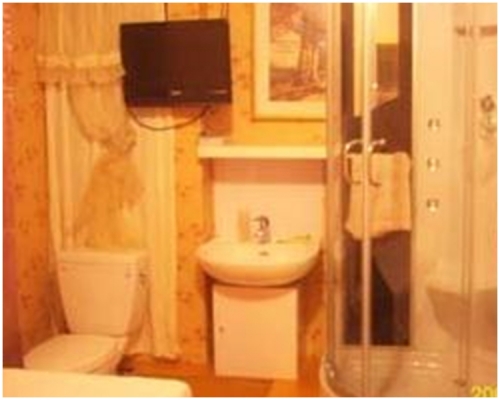 床的對面就是馬桶告洗臉盆，旁邊則是淋浴位置。網上圖片