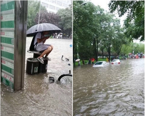 北京天津等地出現水災。網上圖片