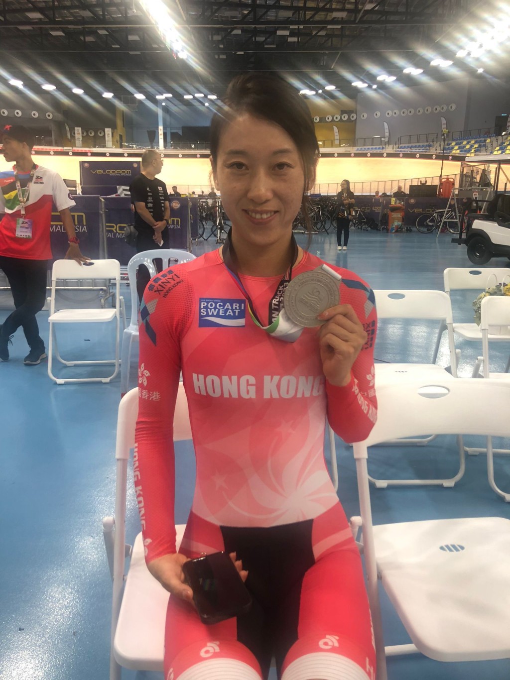 杨倩玉在女子淘汰赛获得银牌。香港单车总会图片