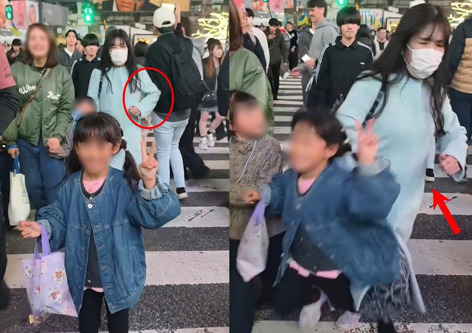 女子突出手把女童推开。peipeilin527 IG 女子突出手把女童推开。peipeilin527 IG