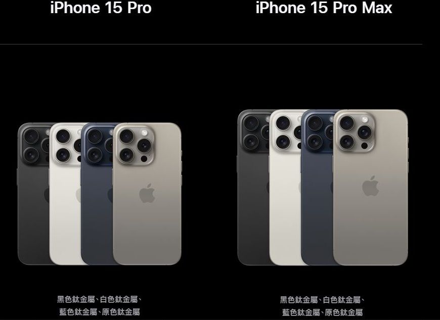 iPhone 15 Pro及iPhone 15 Pro Max