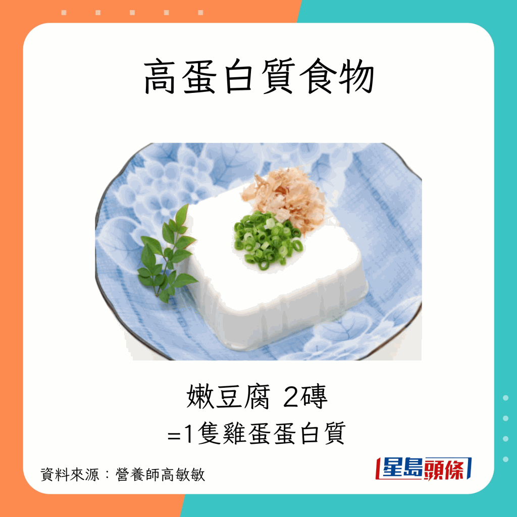 高蛋白質食物：嫩豆腐