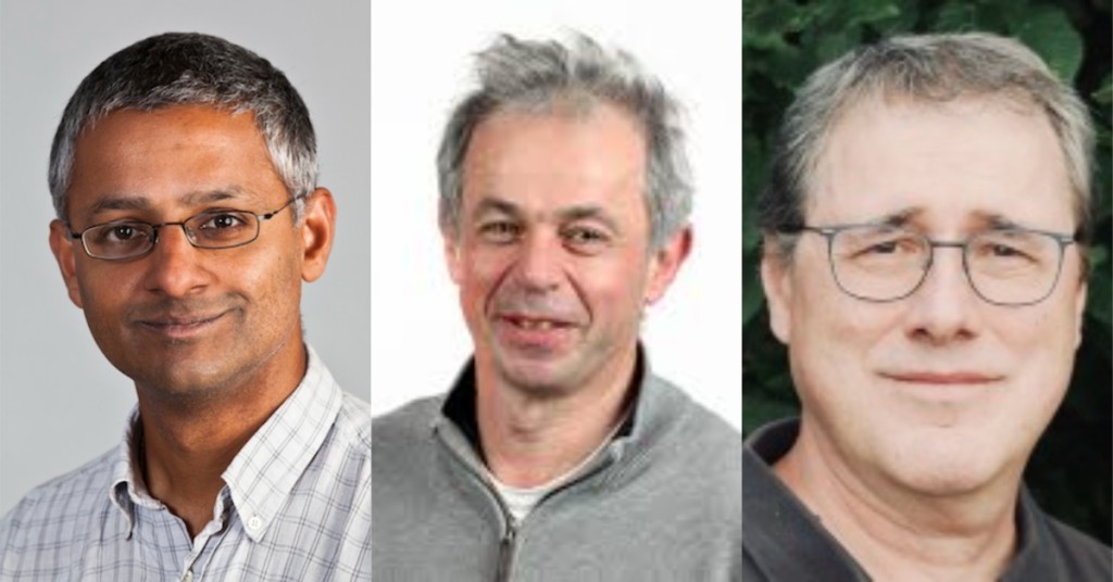 奠定NGS的三位科學家Shankar Balasubramanian（左）、David Klenerman（中）、Pascal Mayer（右），讓人類可快速發現病毒和變種，並製作疫苗。