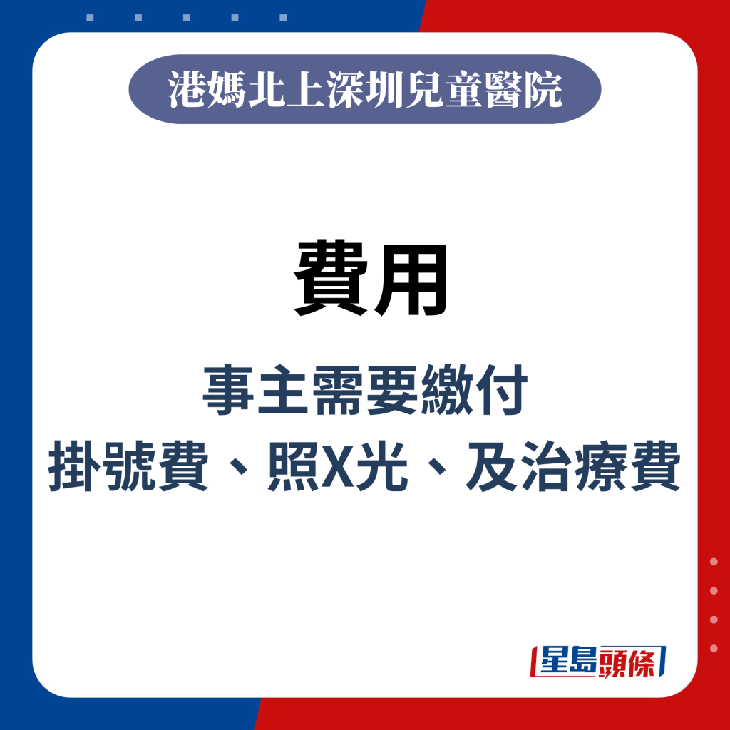 事主需要缴付 挂号费、照X光、及治疗费