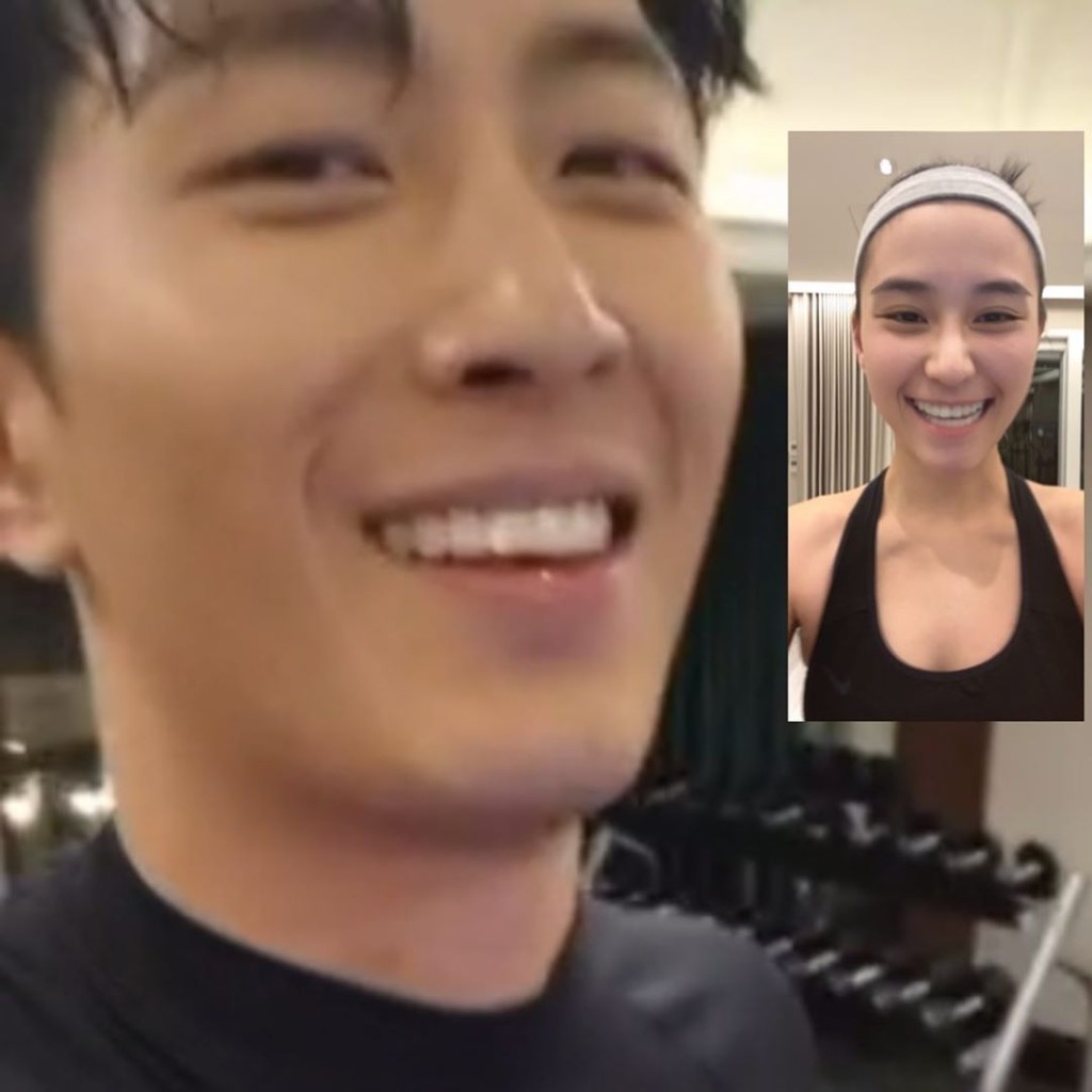 超莲于今年1月中贴出二人分隔两地做Gym的视像「合照」。