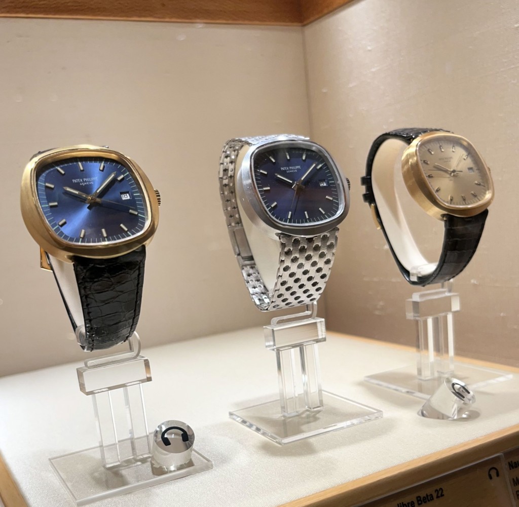 三枚分別來自1970至1980年代的品牌腕錶，當中正可見昔日的Nautilus系列的演變。