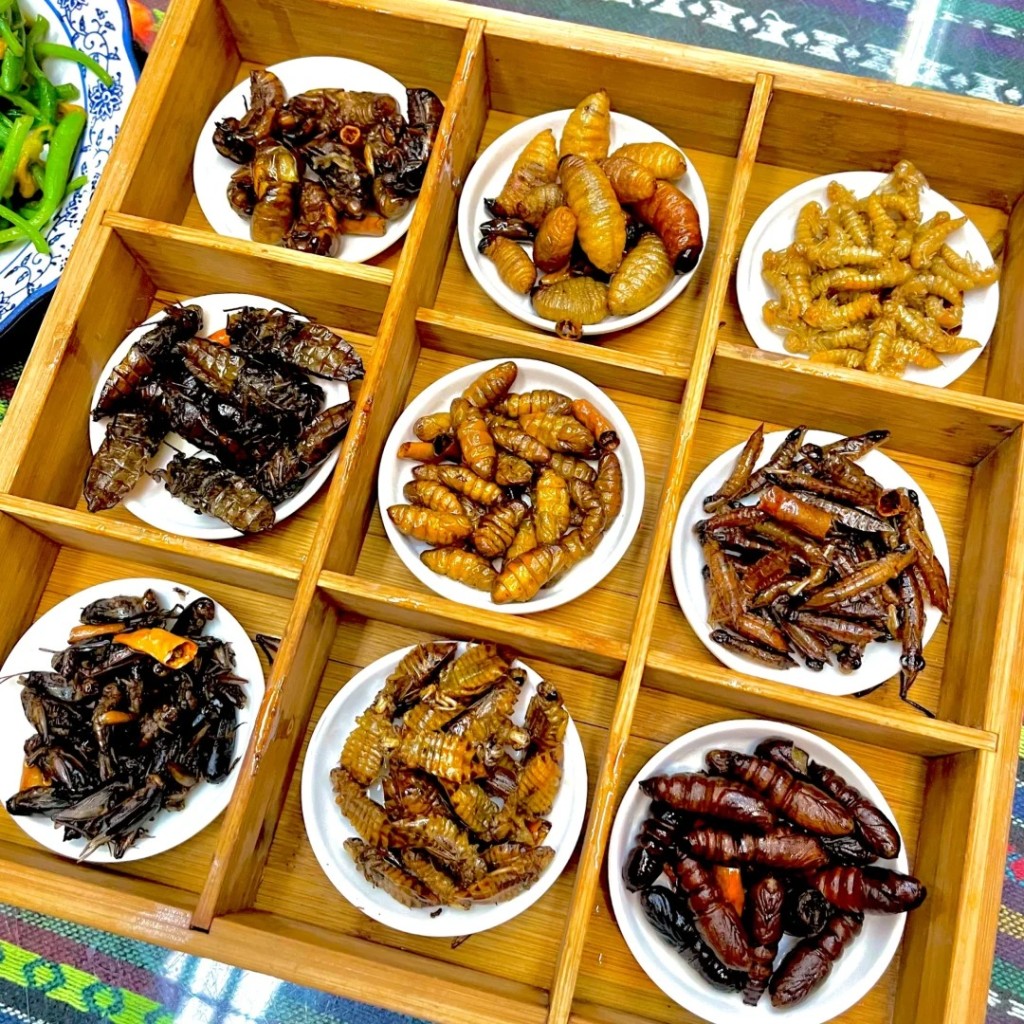 雲南昆明也有出售昆蟲食品的攤販。小紅書