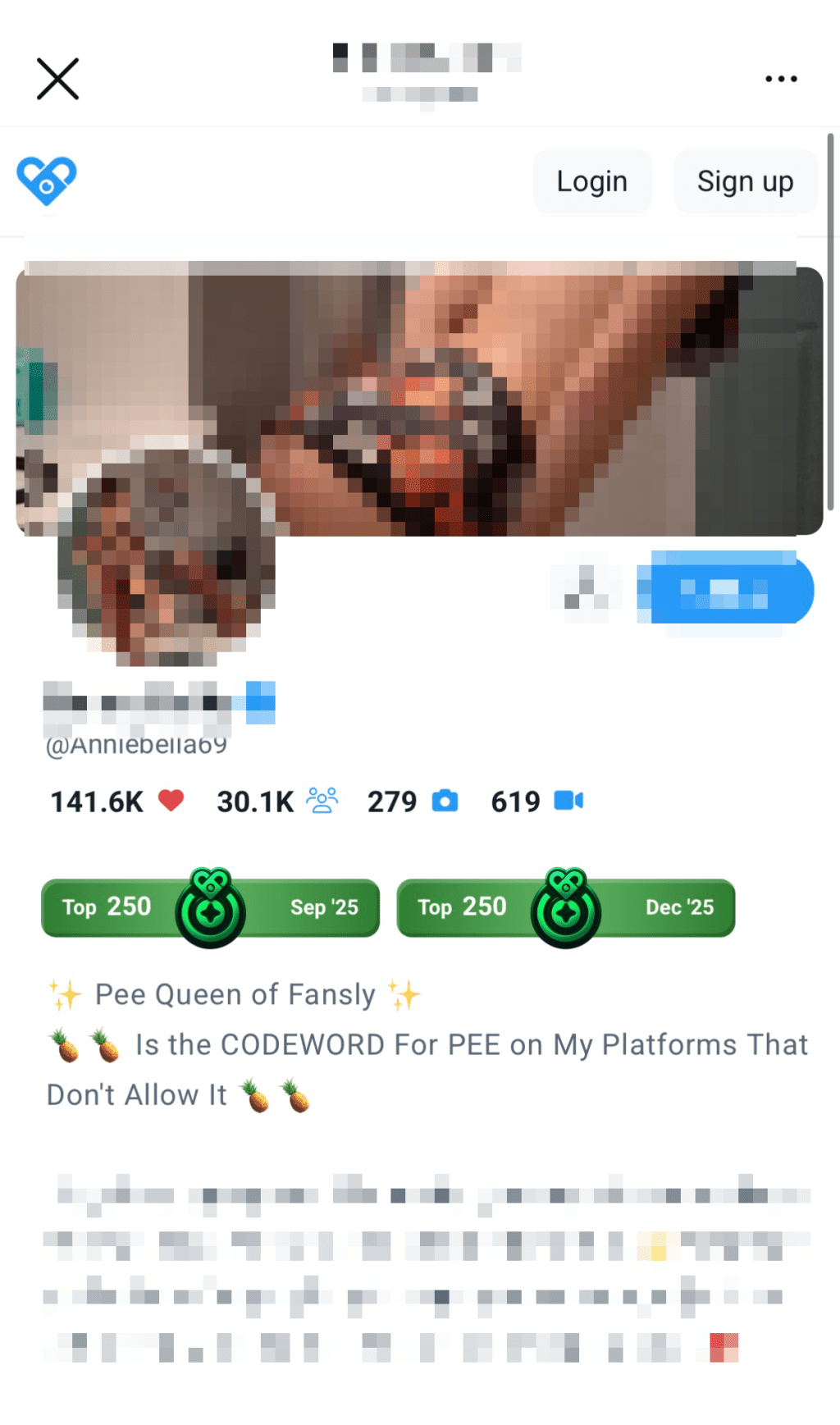 疑似基奥贩售恋尿癖影片的成人影片页面。